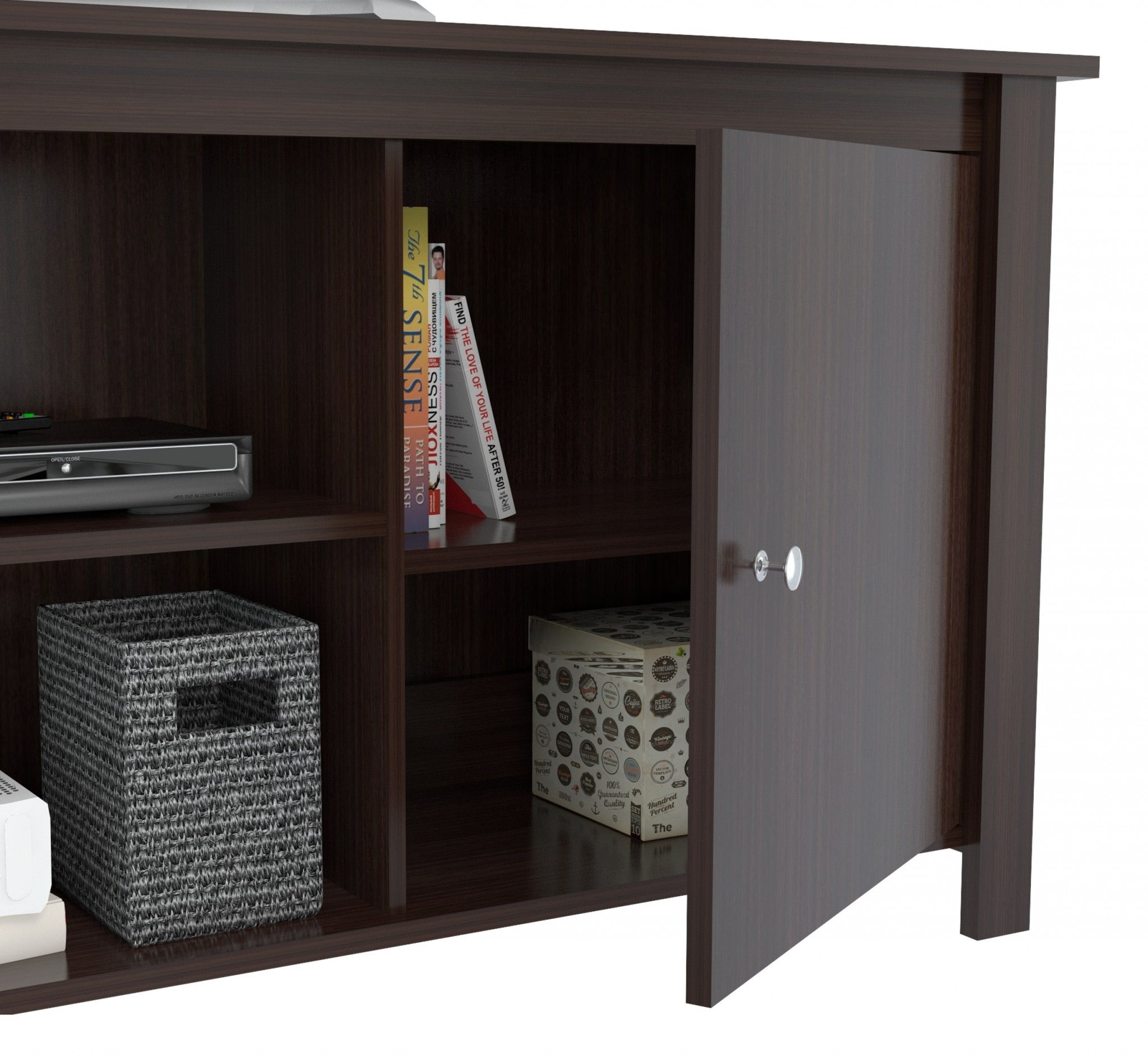 Espresso Finish Wood Media Center and TV Stand