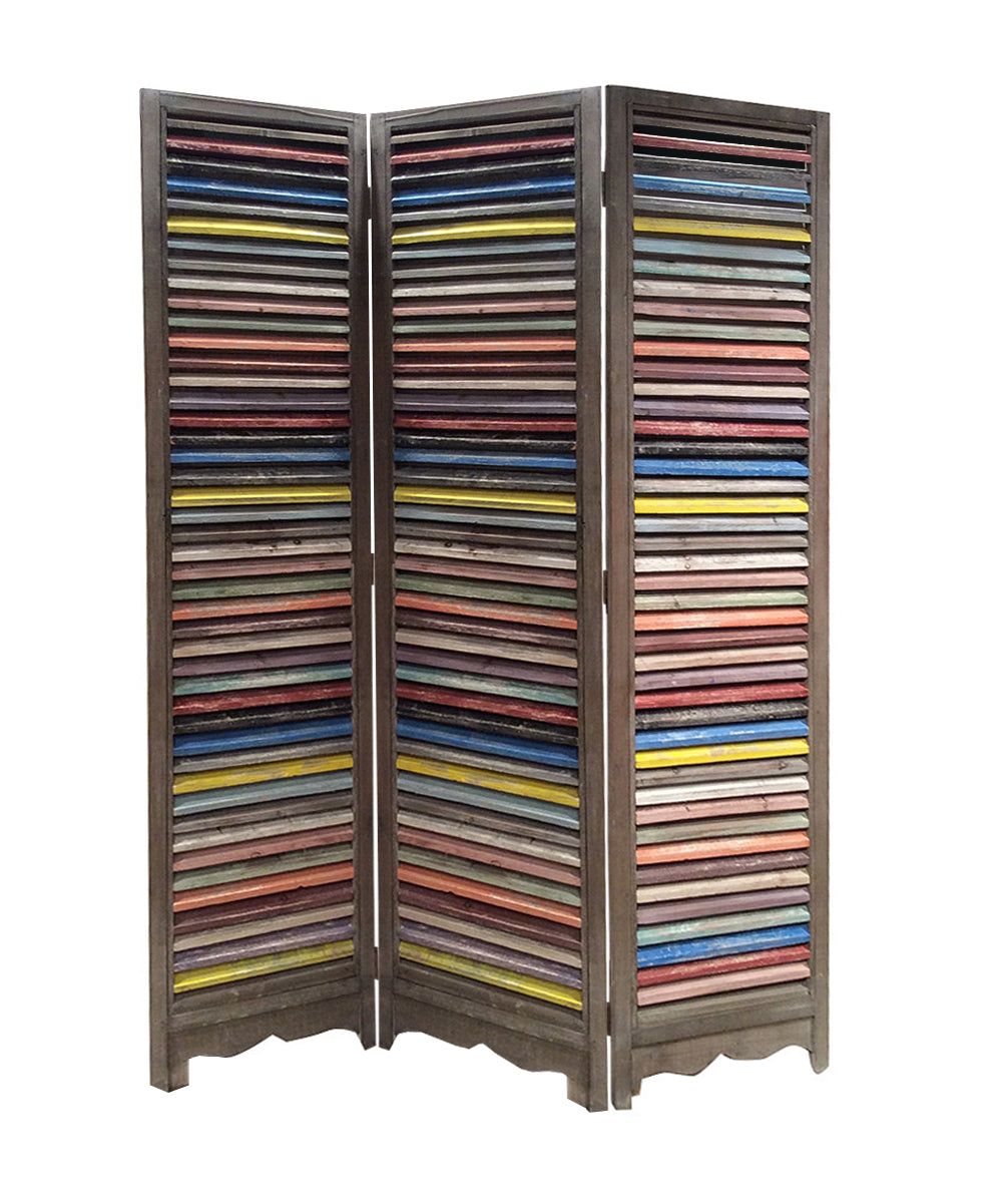 1" x 48" x 71" Multi Colored Wood Shutter  Screen