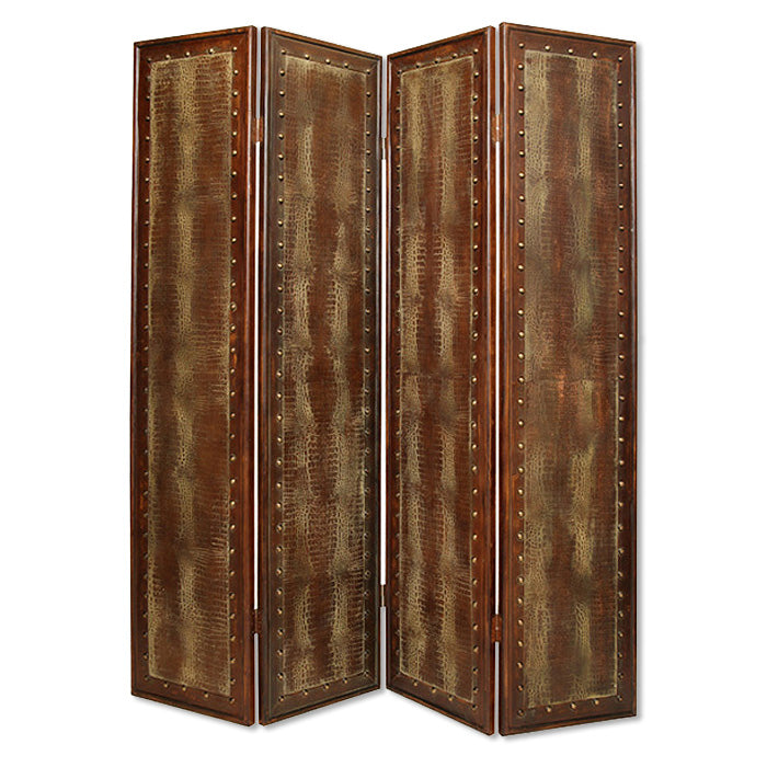 1" x 76" x 84" Brown Faux leather Reptillian  Screen