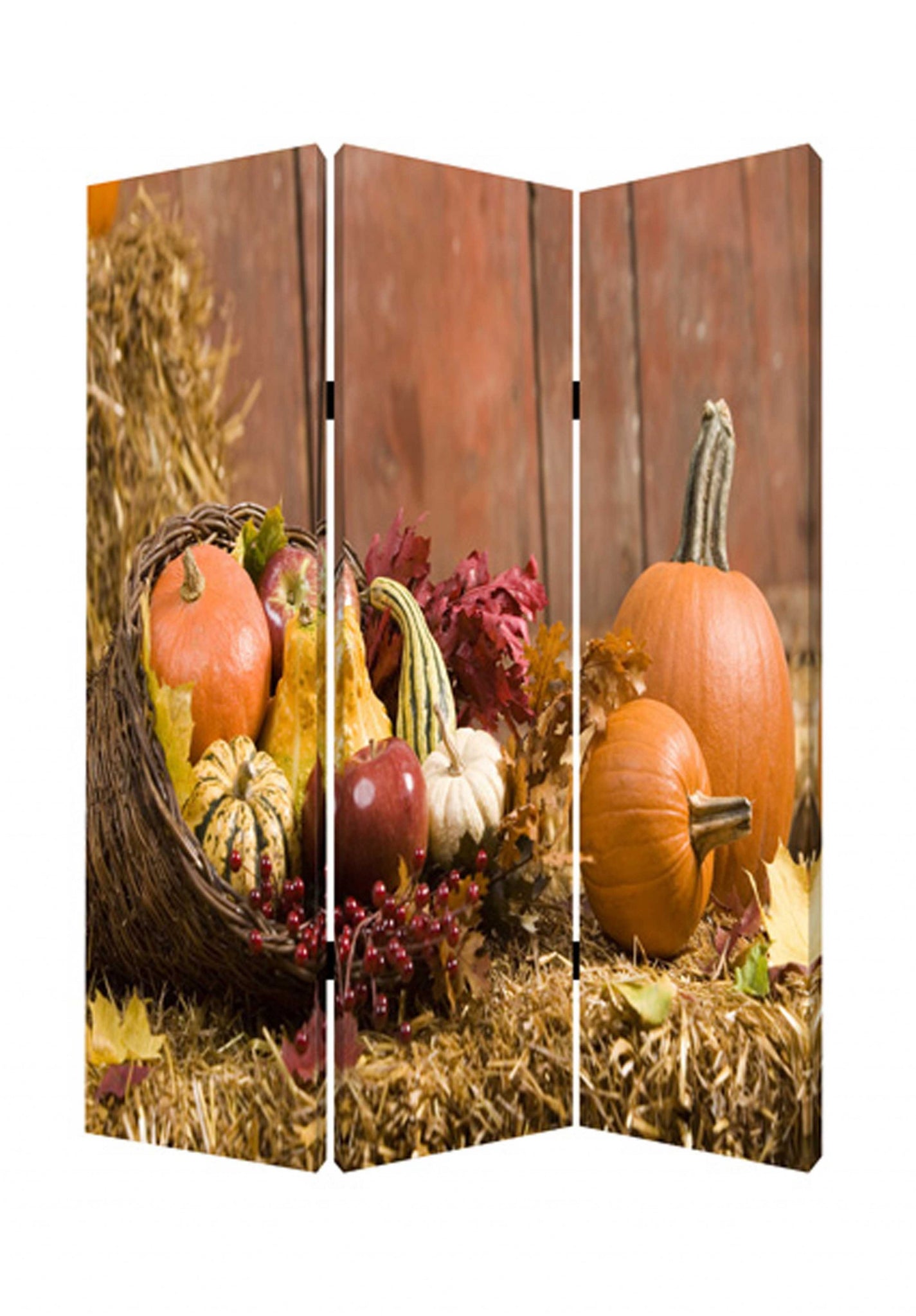 1 x 48 x 72 Multi Color Wood Canvas Harvest  Screen