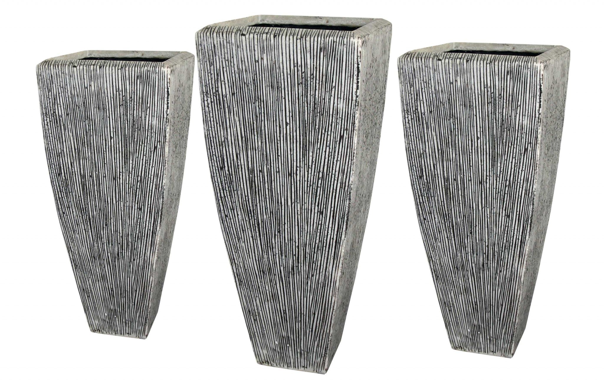 Sandstone Distressed and Ribbed Long Square Planter