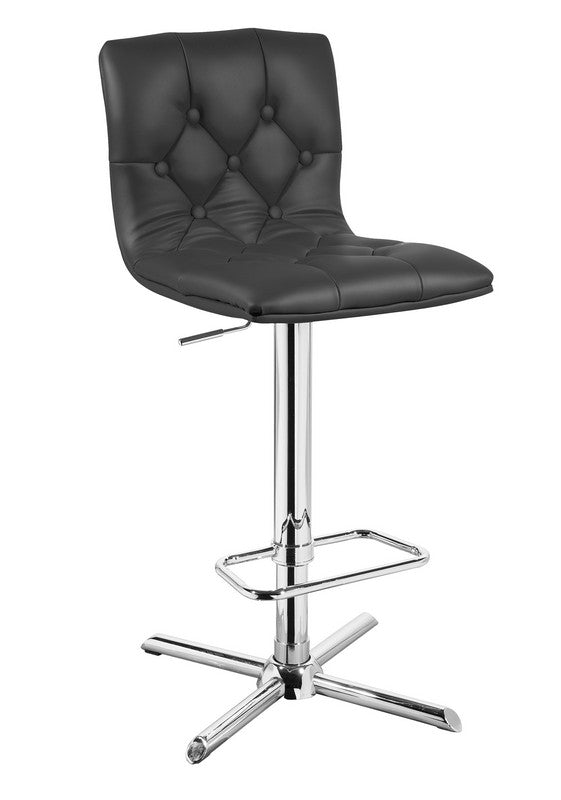 35' Black Leatherette and Steel Bar Stool