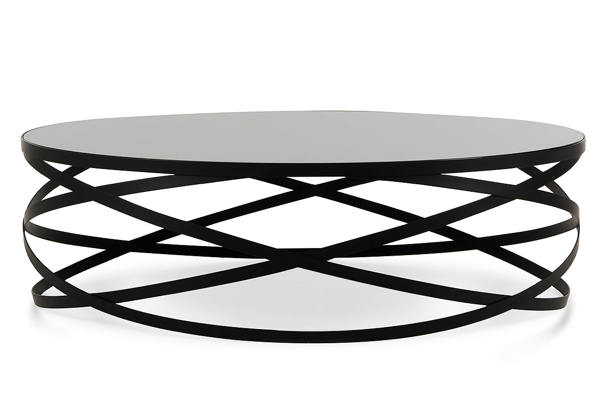 13' Black Metal and Glass Coffee Table