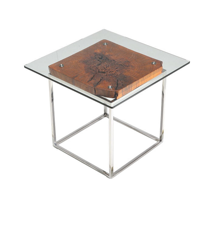 20' Wood  Steel  and Glass Tree Root End Table