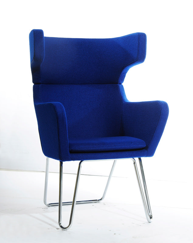 43' Blue Fabric  Wool  and Polyester Lounge Chair