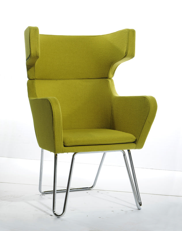 43' Green Fabric  Wool  and Polyester Lounge Chair