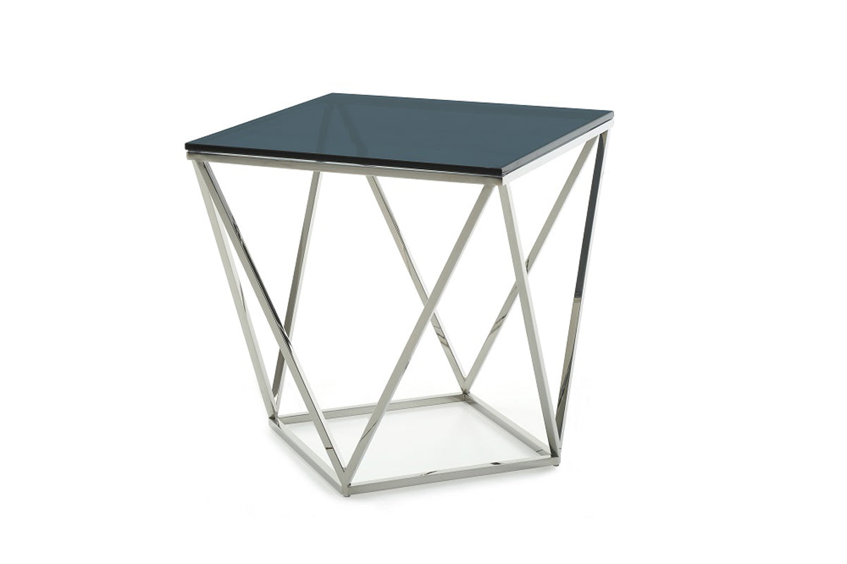 25' Glass and Stainless Steel End Table