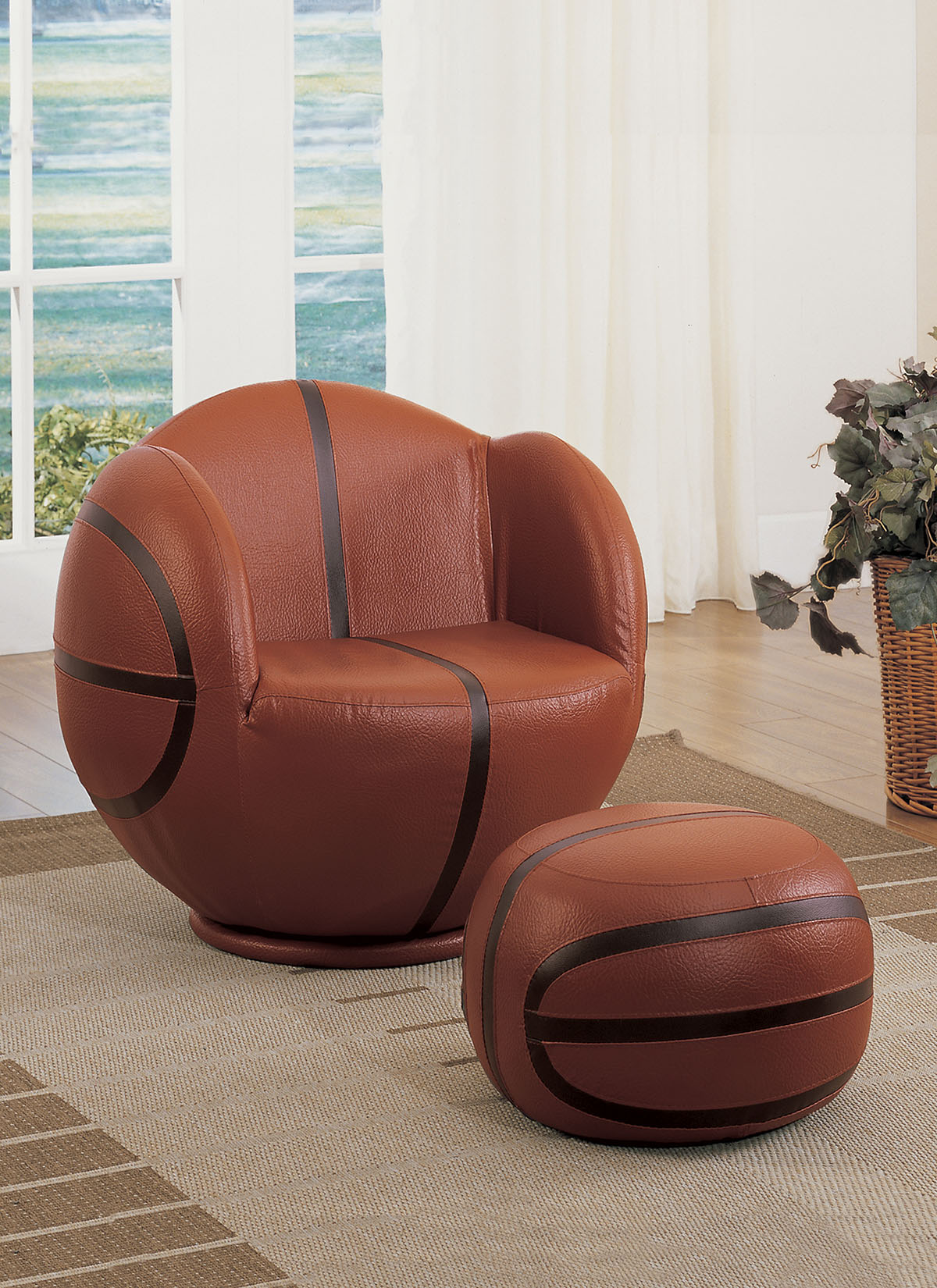 All Star 2Pc Pack Chair & Ottoman, Basketball