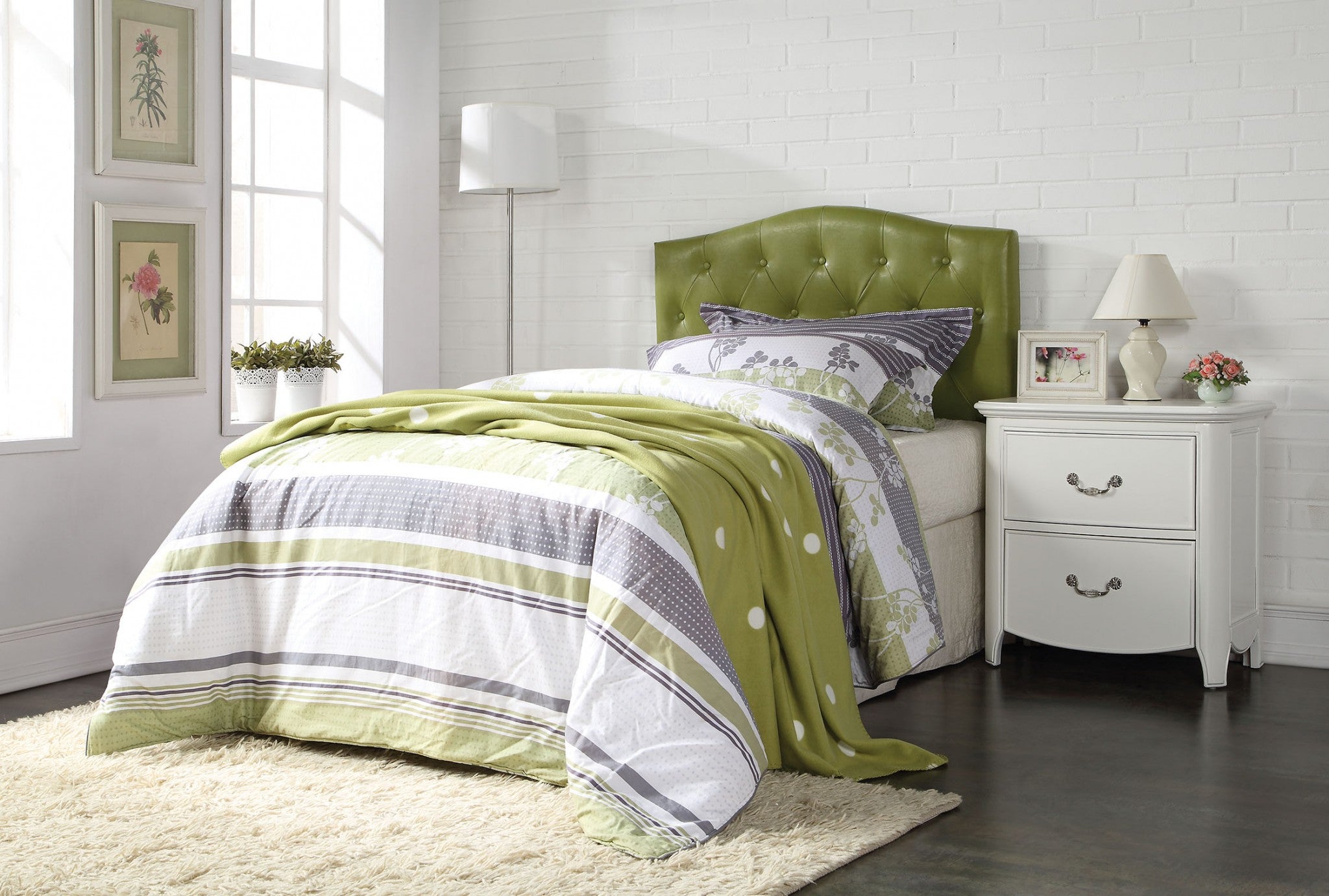 Twin Headboard Only, Green Pu