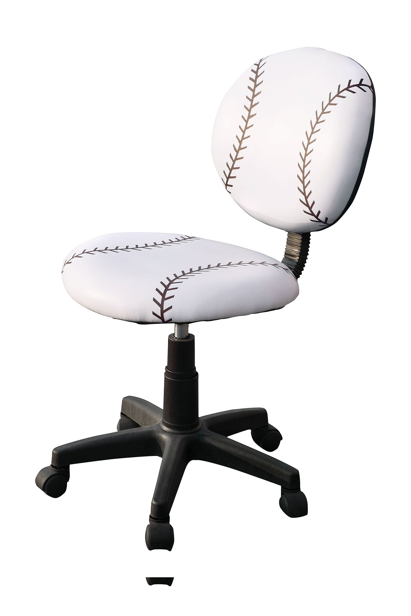 Youth Office Chair With Pneumatic Lift, Baseball - Pu, Plastic, Foam Baseball: White