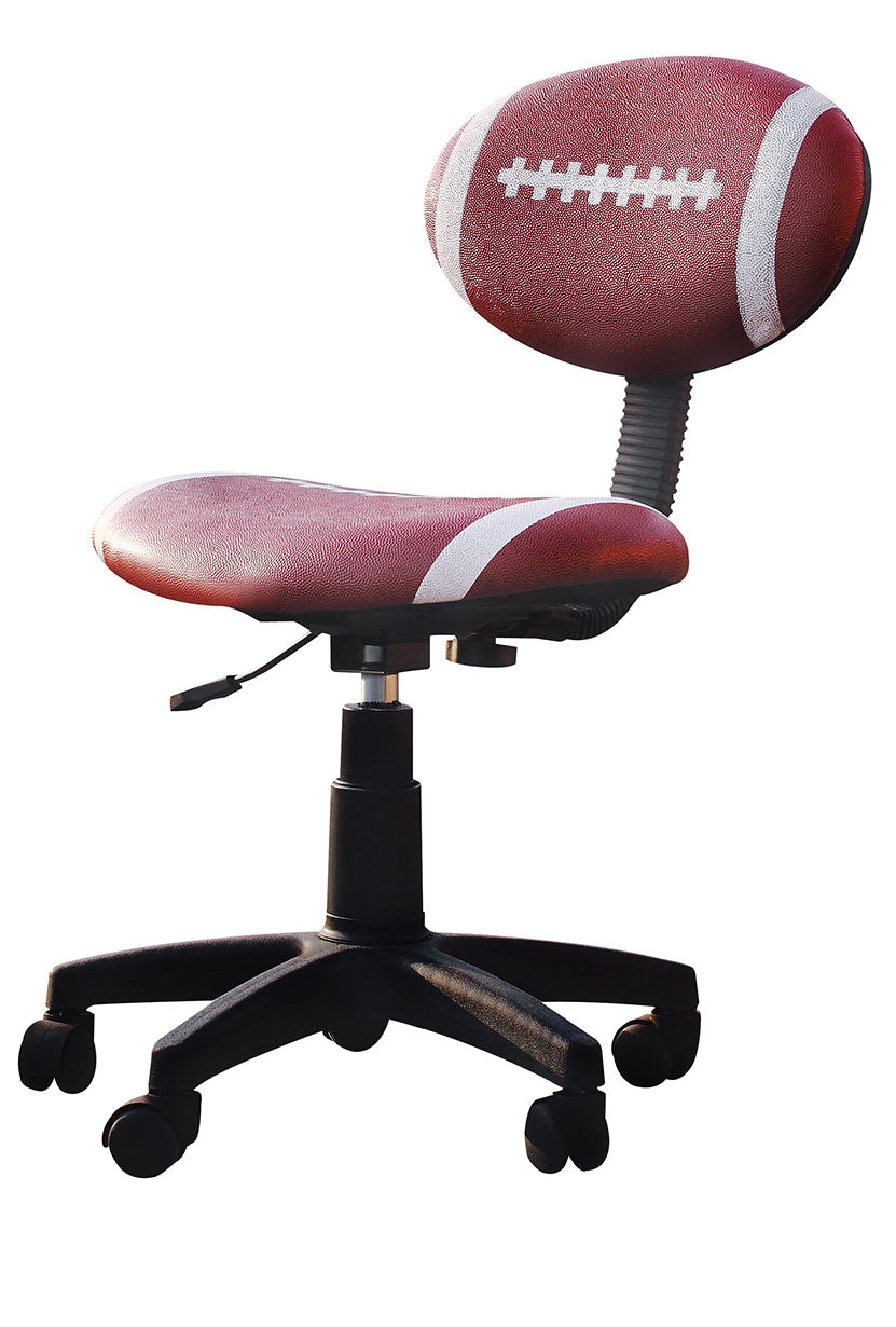 Youth Office Chair With Pneumatic Lift, Football - Pu, Plastic, Foam Football: Brown