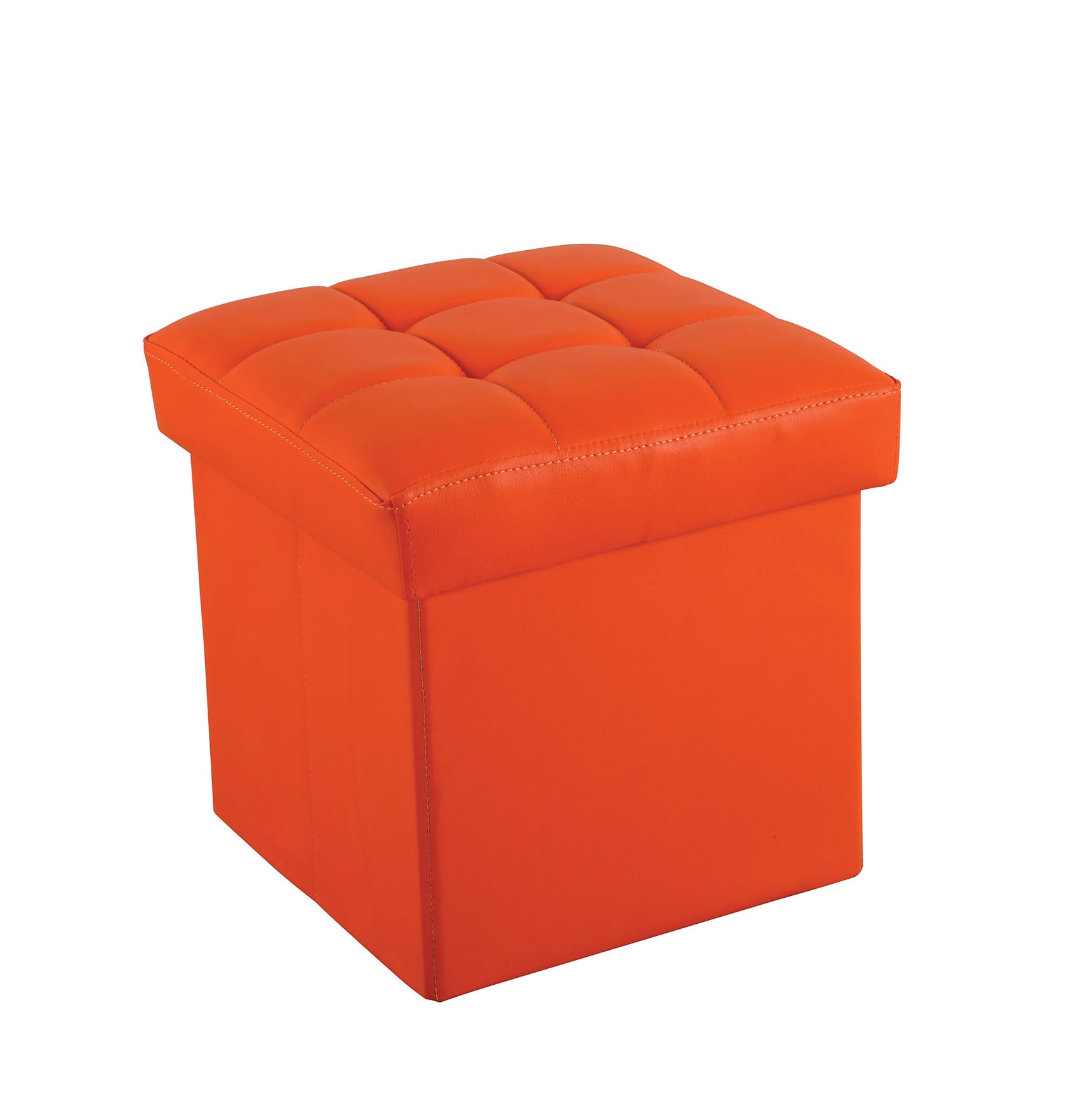 Ottoman with Storage (Youth), Orange PU - MDF, PU Orange PU