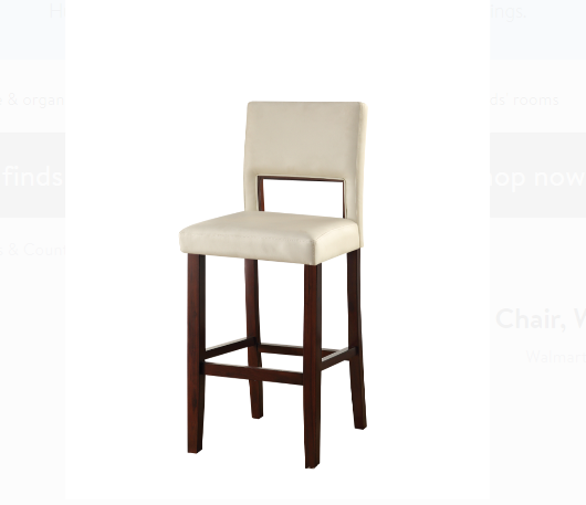 White Faux Leather And Espresso Wooden Bar Chair