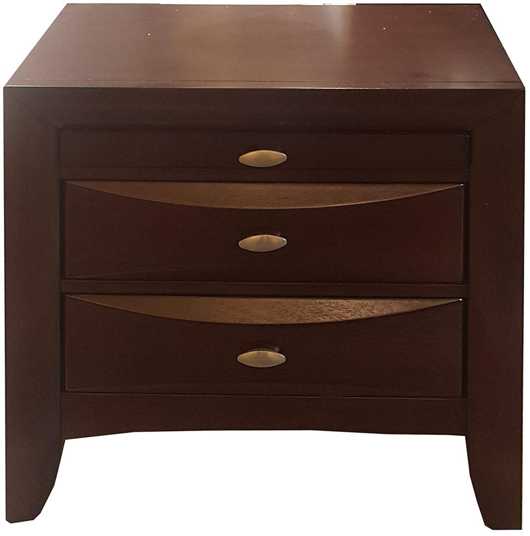 26' X 17' X 25' Espresso Rubber Wood Elegant Nightstand