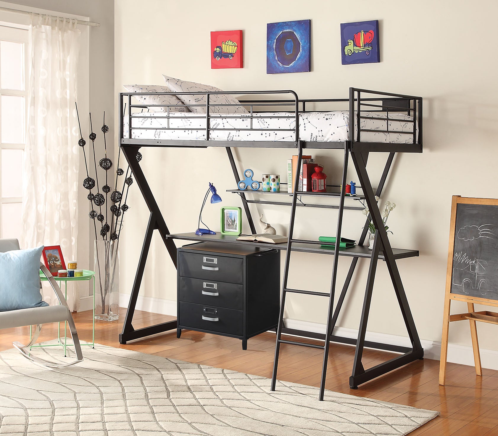 77' X 41' X 72' Sandy Black Steel Tube Loft Bed