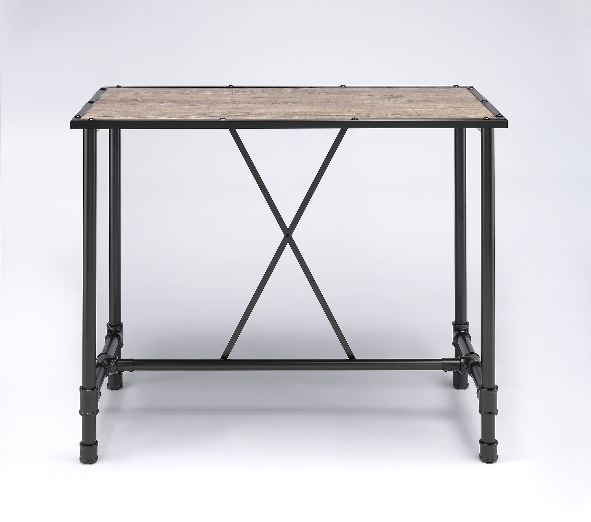 23.5' X 47.5' X 41' Oak And Black Bar Table