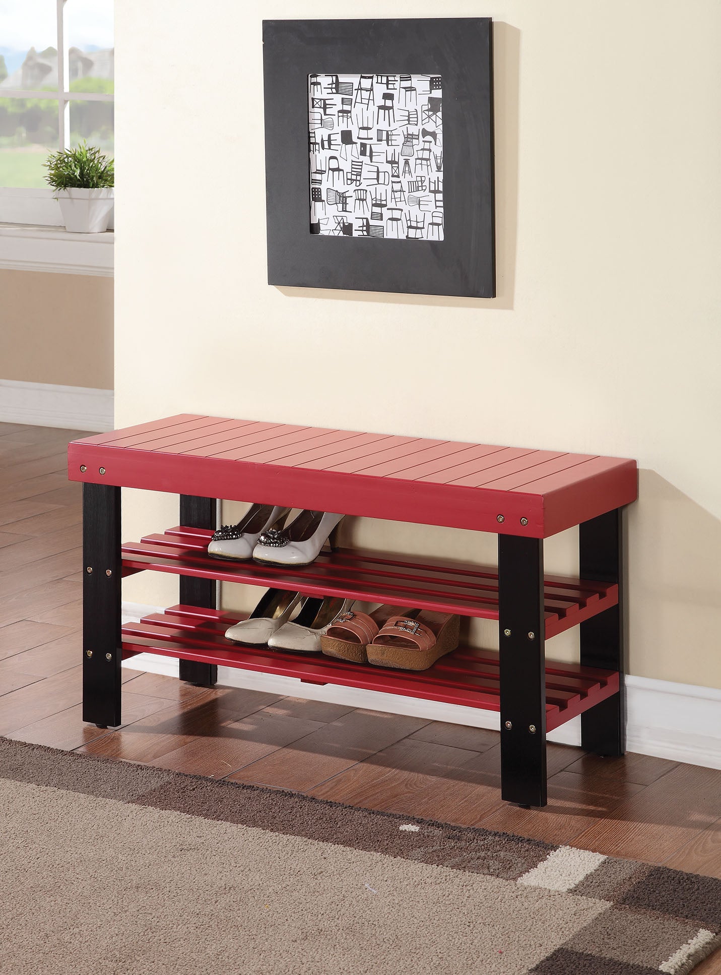 Bench Red - Pine  Plywood Red