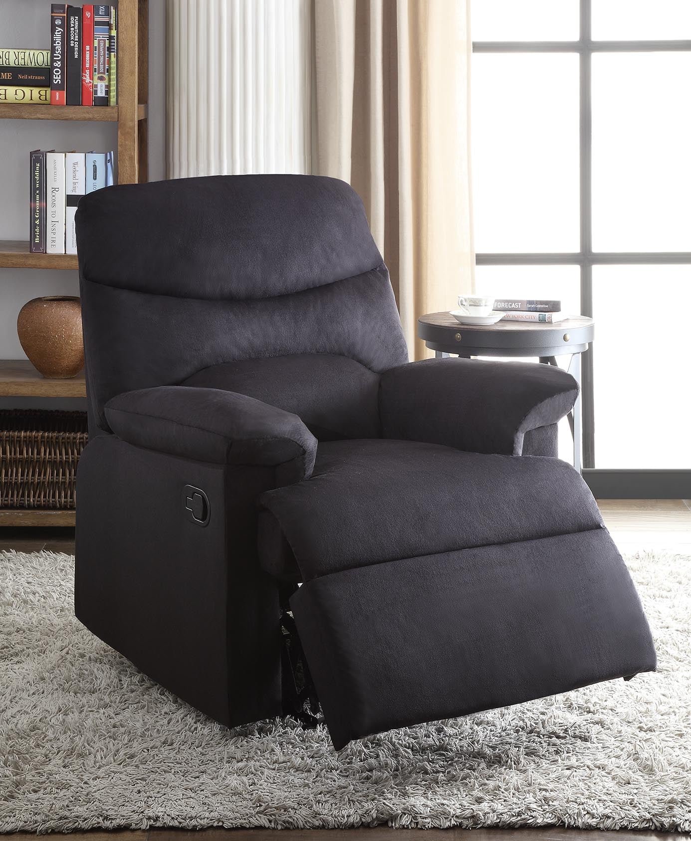 Arcadia Recliner , Black Woven Fabric