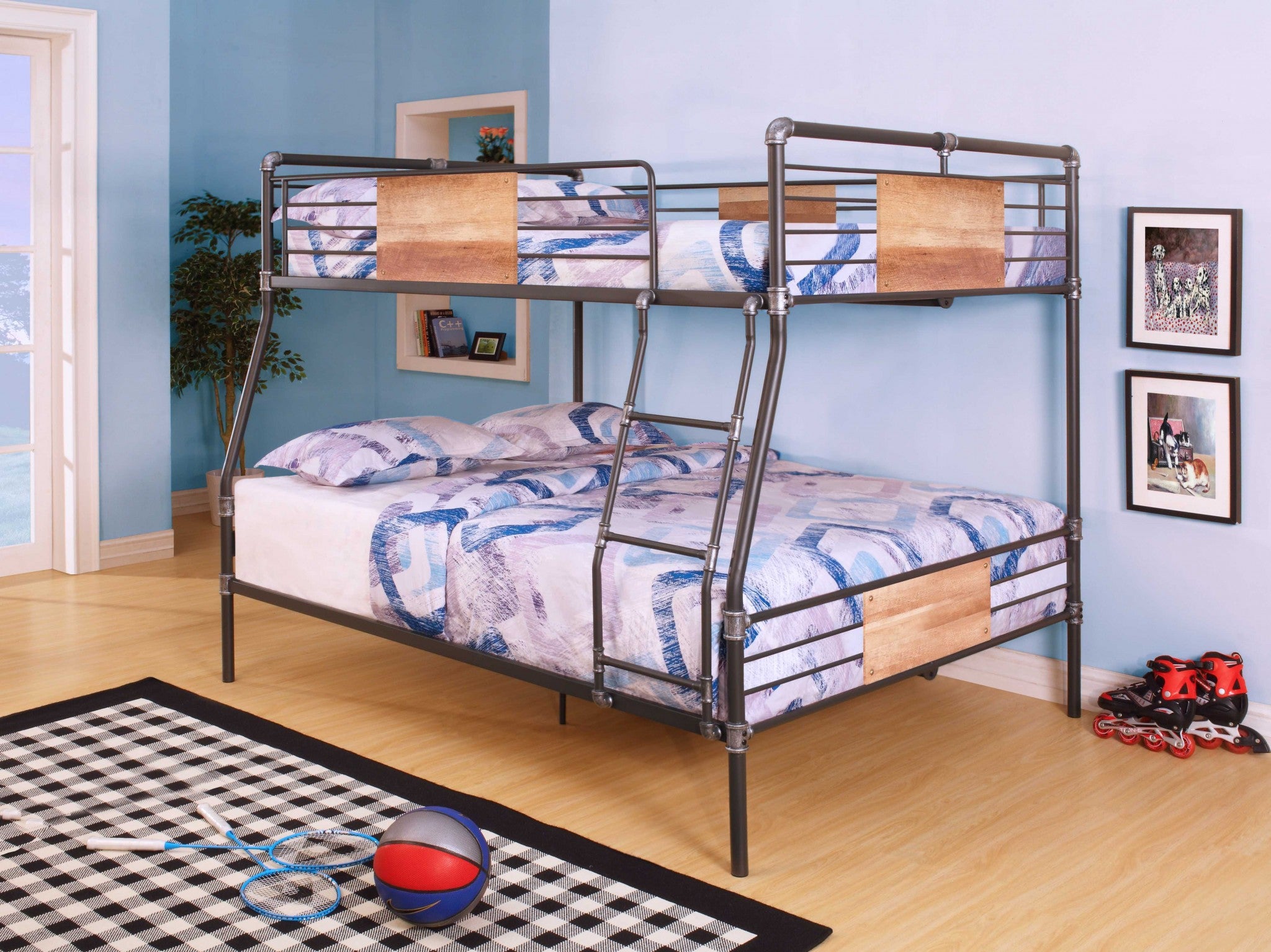 83' X 65' X 68' Sandy Black  Dark Bronze HandBrushed Full Xl Over Queen Bunk Bed