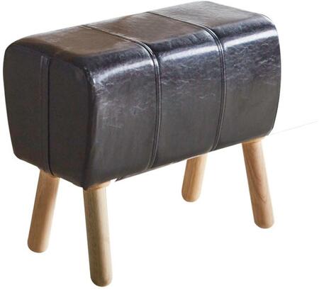 Mid Century Modern Black Faux Leather Stool