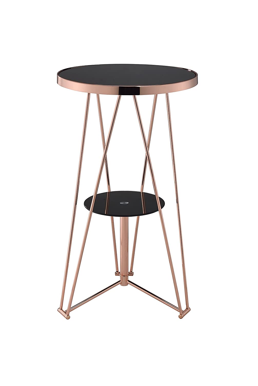 Double Sphere Glass and Rose Gold Bar Table