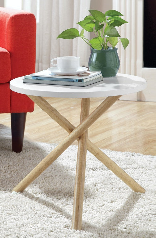 White and Natural Trio End or Side Table