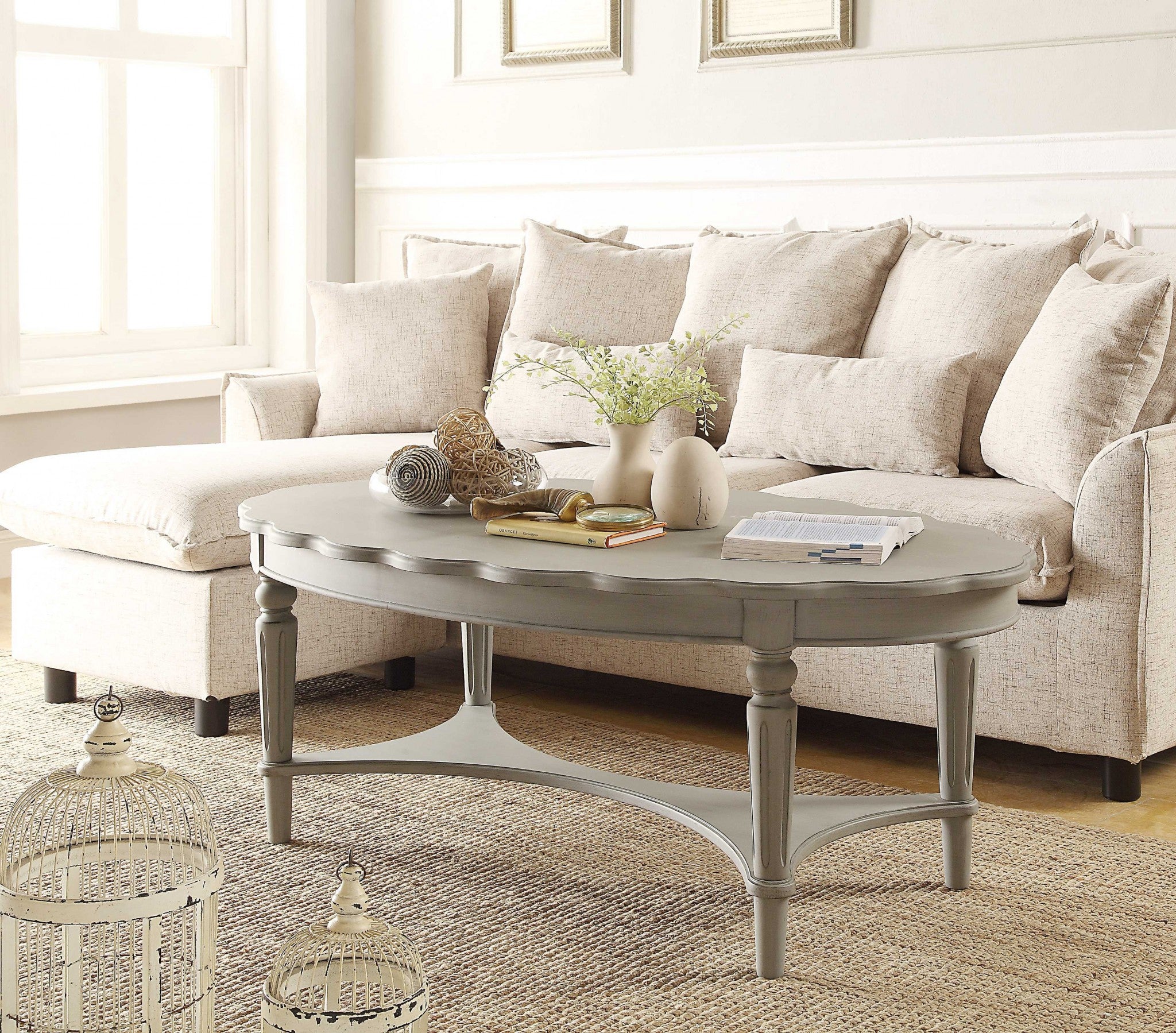 50' X 28' X 19' Antique White Coffee Table