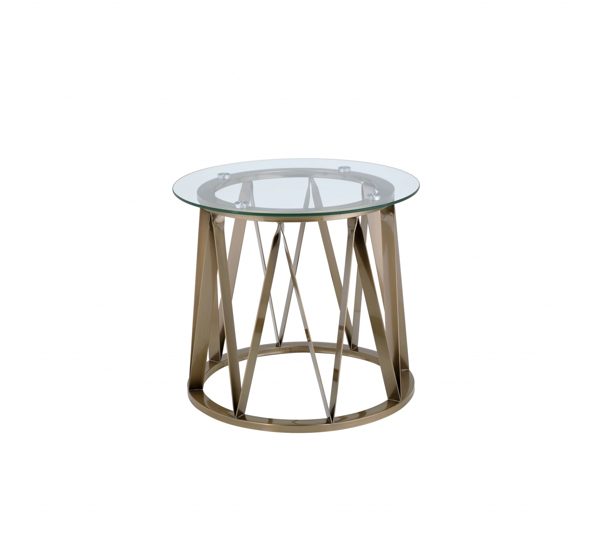 Glass Side Table with Zig Zag Gold Base