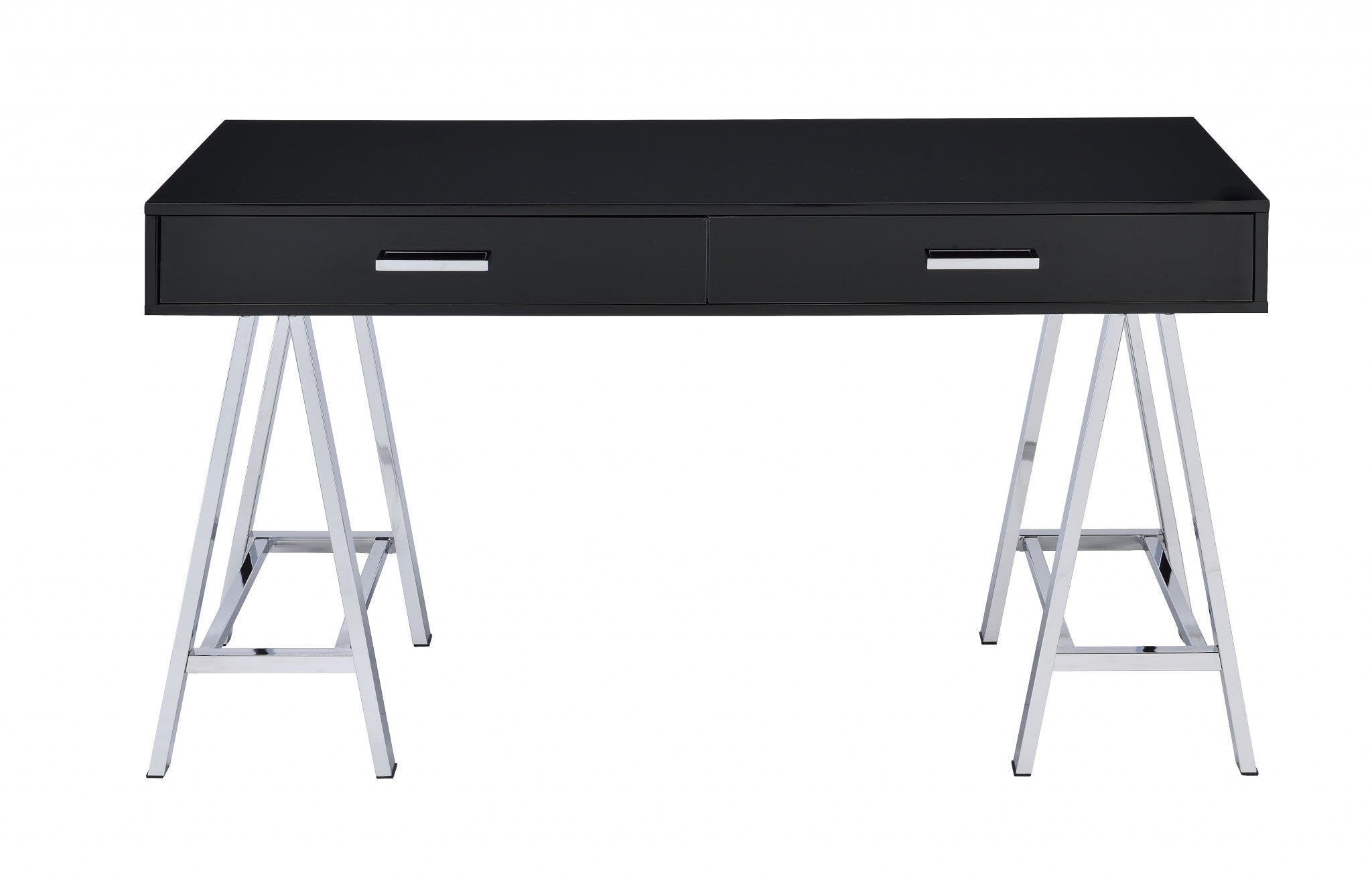 Desk In Black  Chrome - Glossy Polyester Particl Black  Chrome