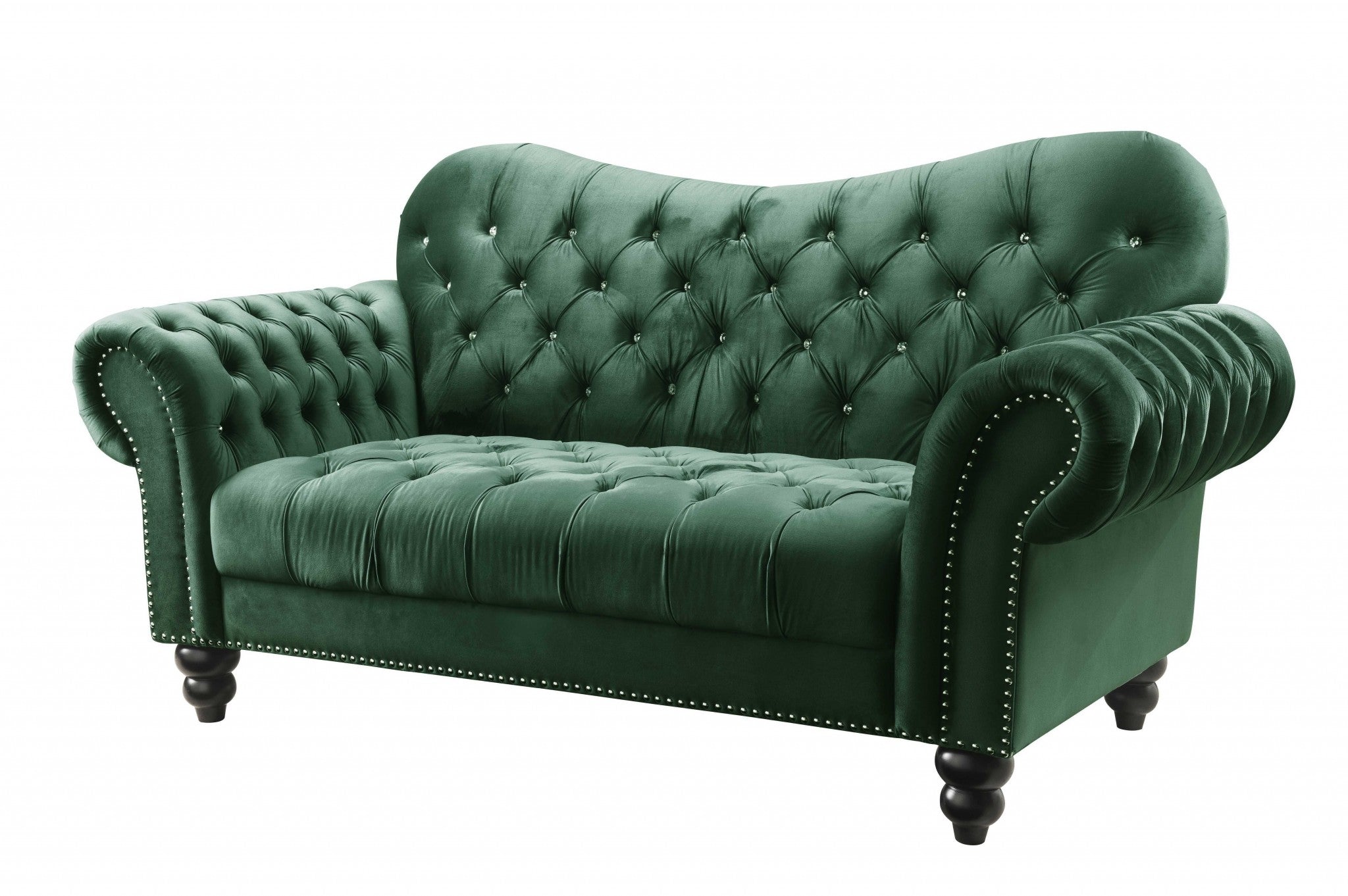 76' X 37' X 39' Green Velvet Loveseat