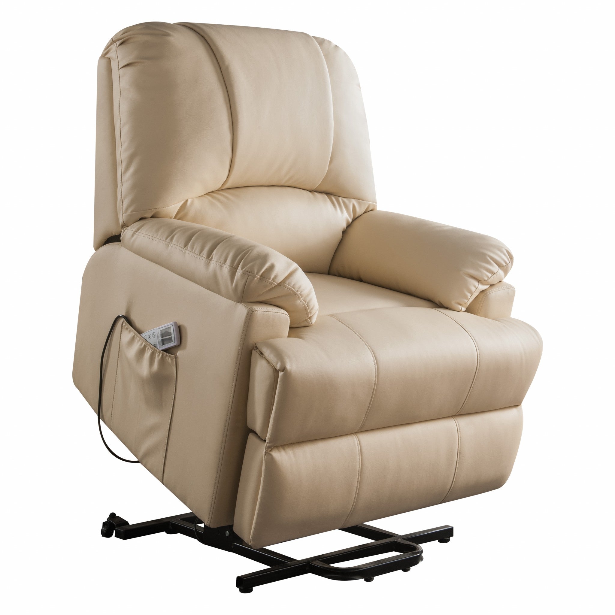 34' X 37' X 41' Beige Leatherette Power Lift Massage Recliner