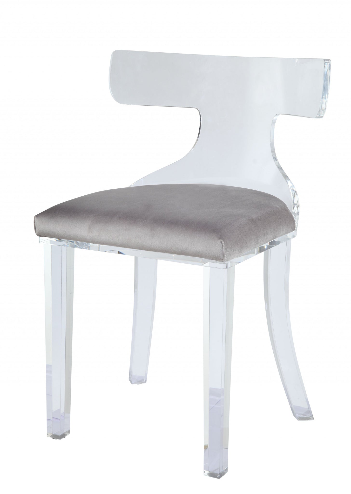 20' X 18' X 31' Gray Velvet And Clear Acrylic Accent Chair