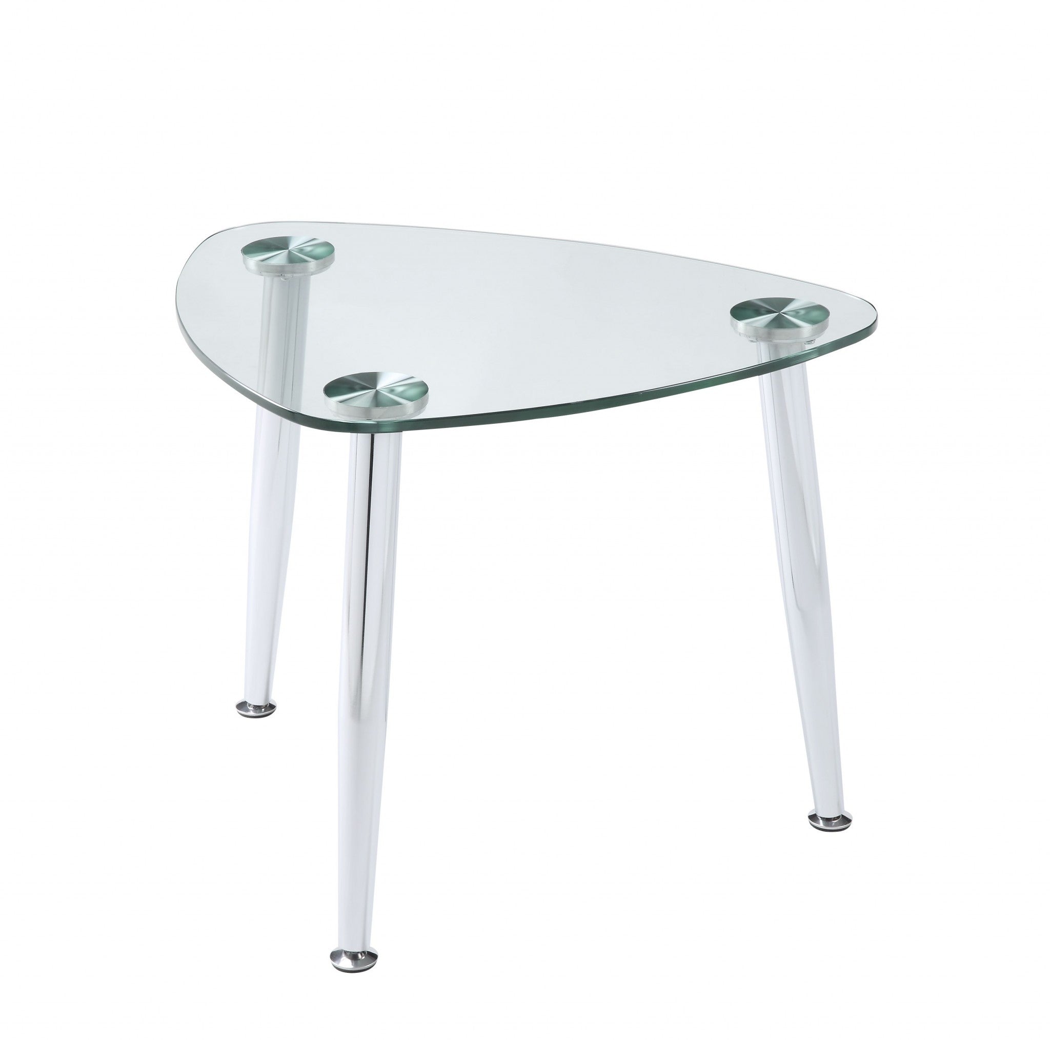 30' X 24' X 23' Chrome And Clear Glass End Table