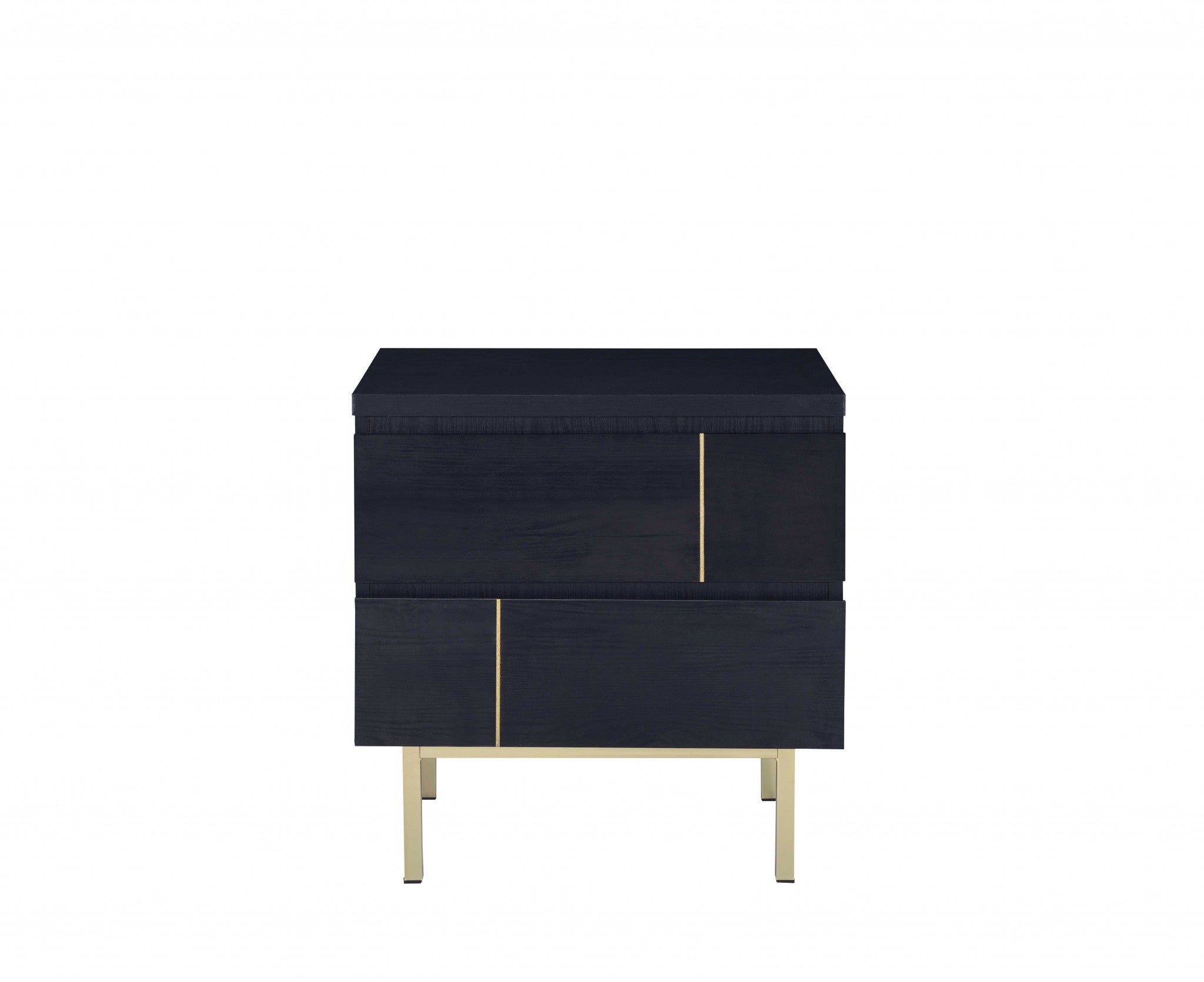 Contemporary Black And Brass Nightstand