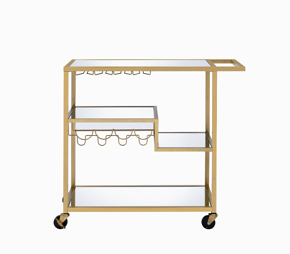 40' X 16' X 37' Gold And Clear Glass Serving Cart