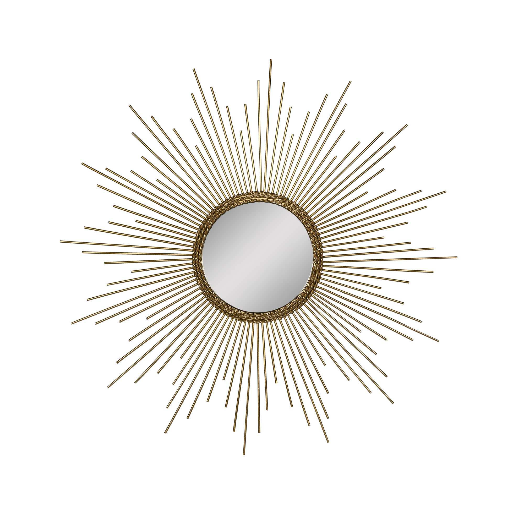 26 Round Gold Metal Sunburst Framed Wall Mirror