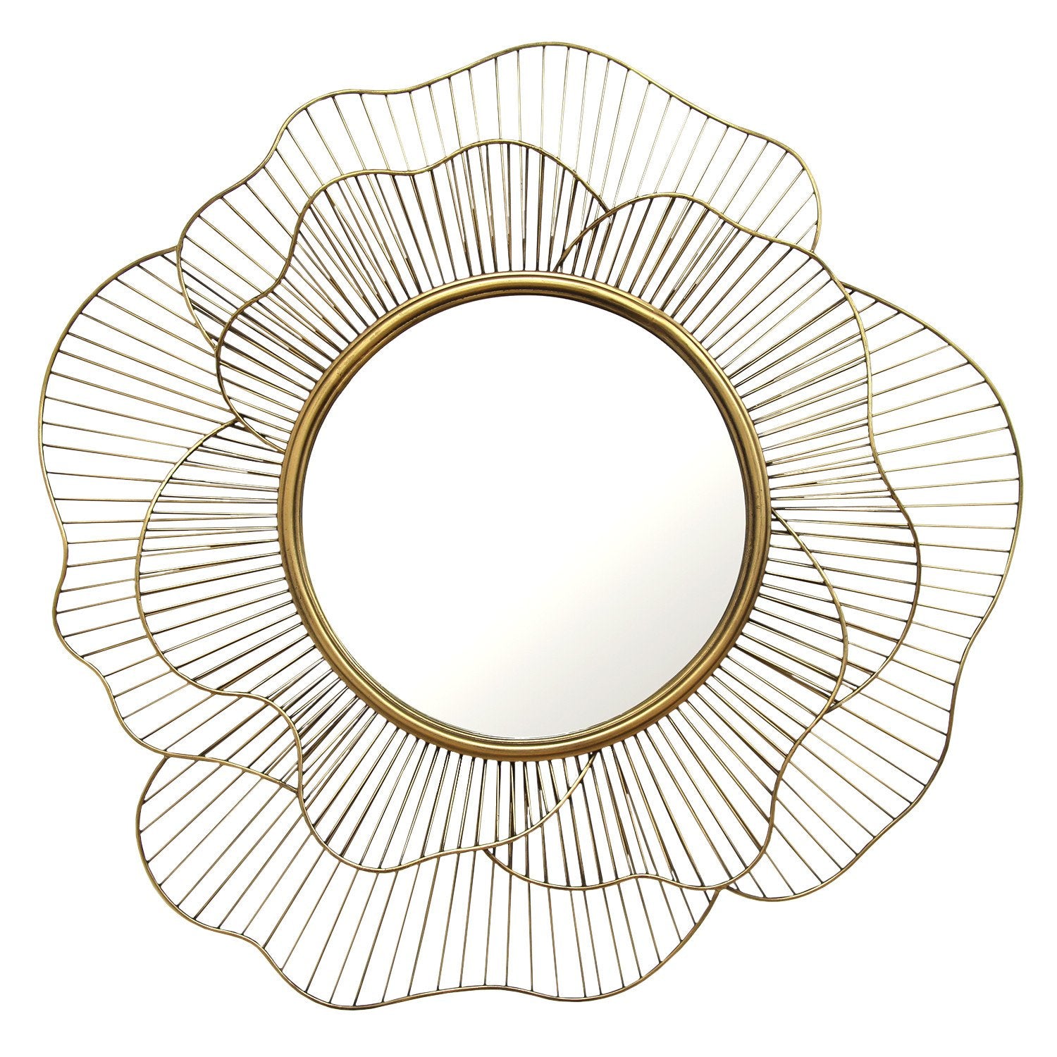 28.25 Round Gold Flower Metal Wall Mirror