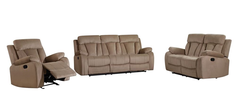 120" Modern Beige Fabric Sofa Set