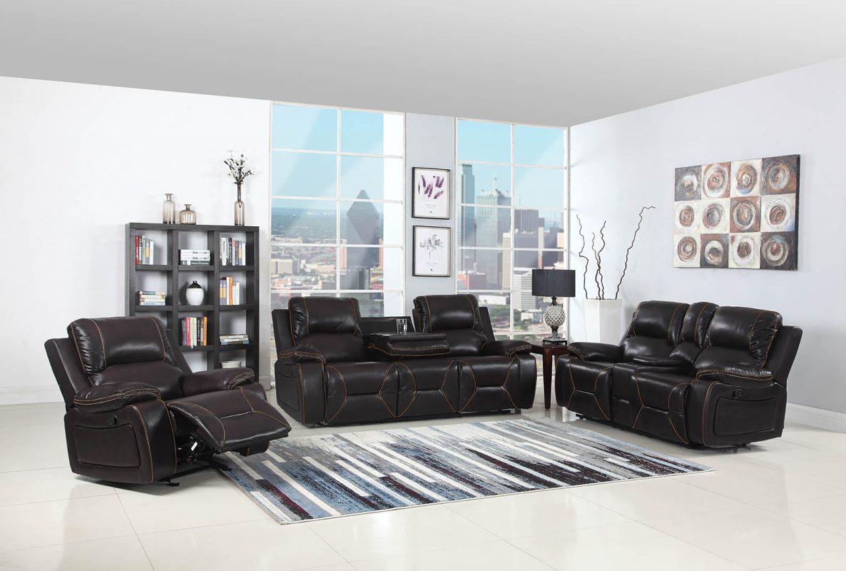 124" Classy Brown Leather Sofa Set