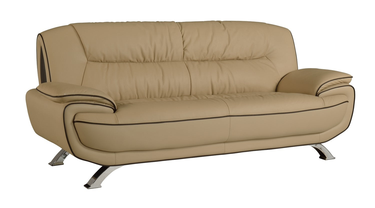 35" Sleek Beige Leather Sofa