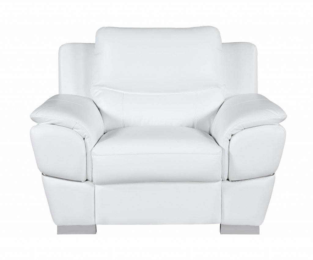 37" White Chic Leather Stationary Chair