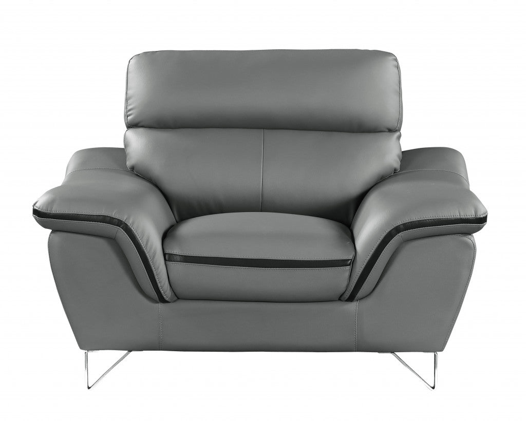 36" Gray Contemporary Leather Chair