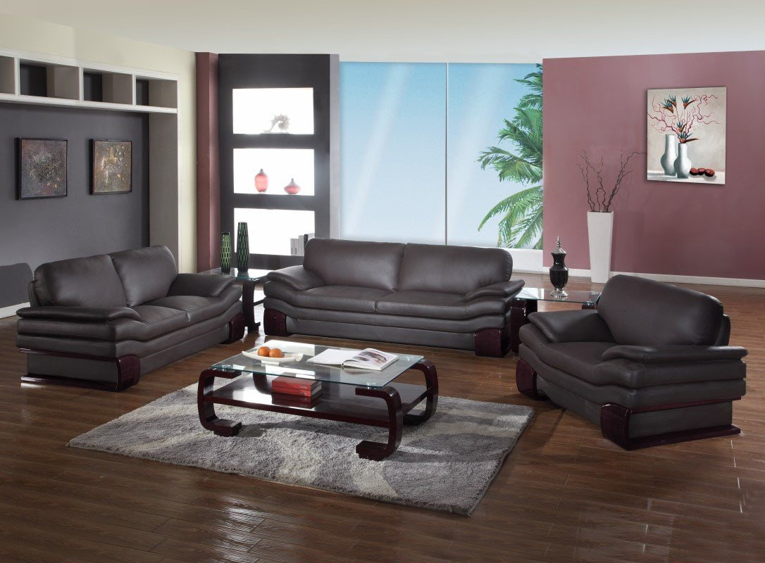 110" Dazzling Brown Leather Couch Set