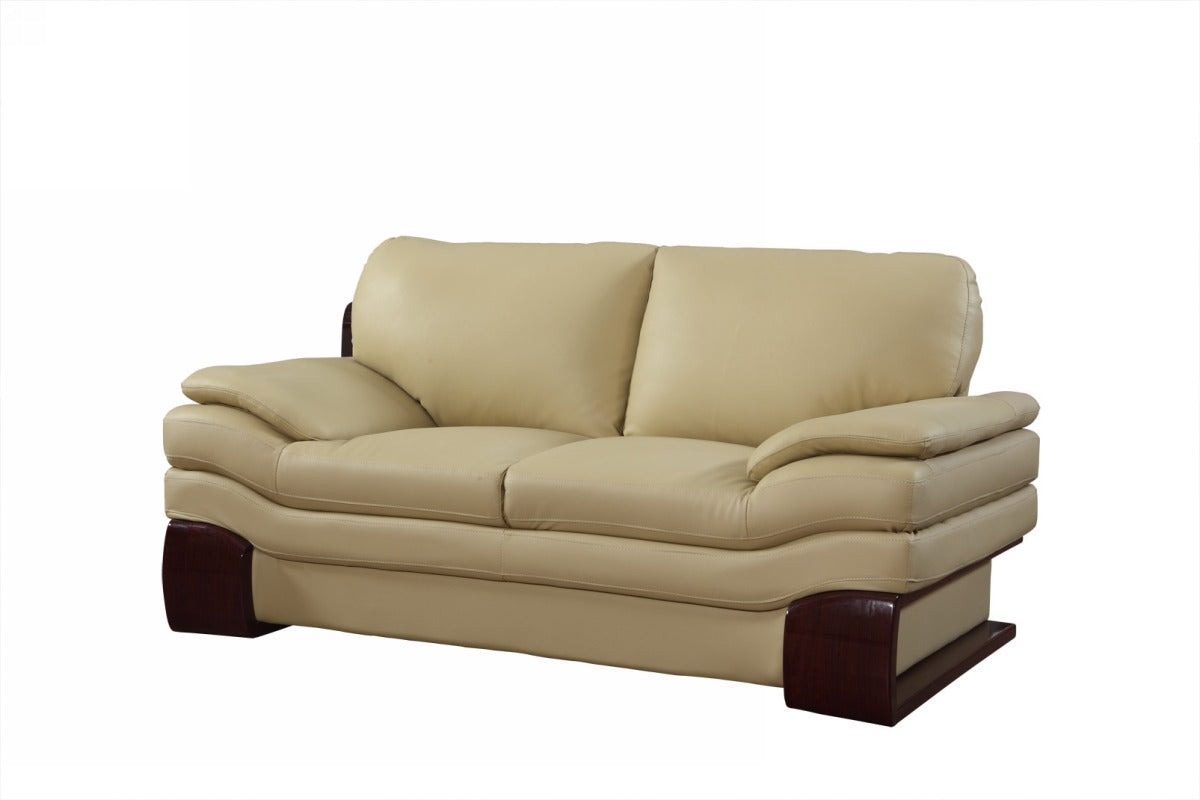 44" Dazzling Beige Leather Loveseat