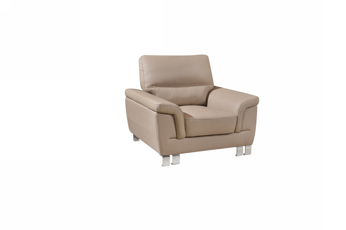 37" Beige Modern Leather Chair