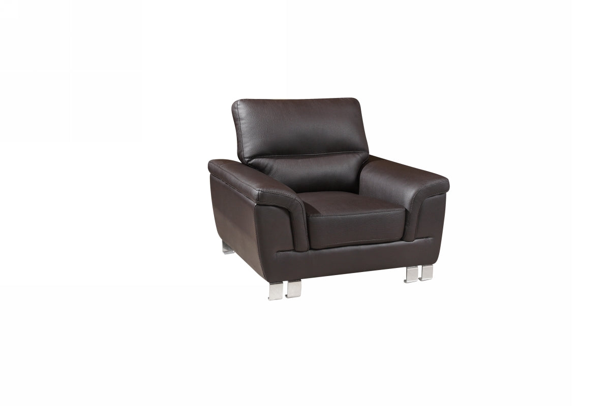 37" Brown Modern  Leather Chair