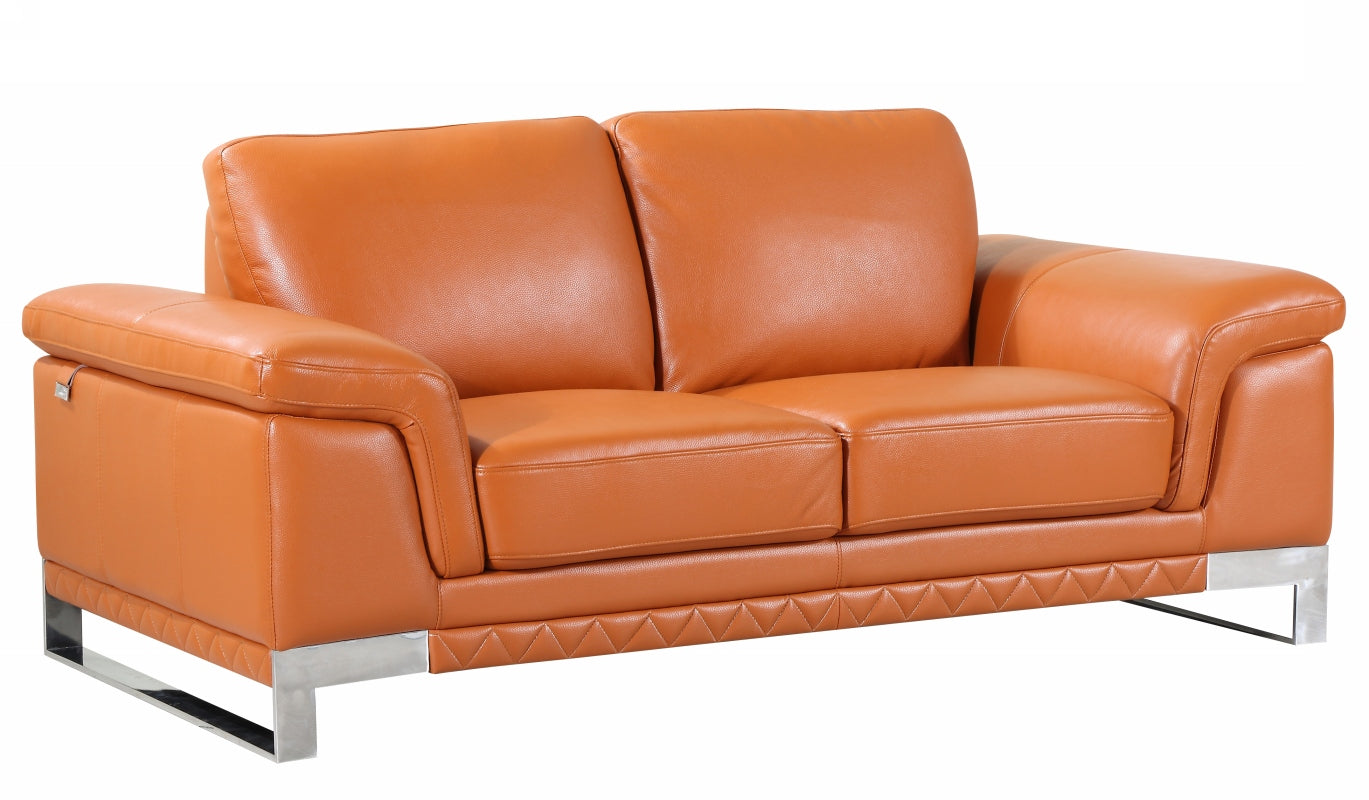 32" Lovely Camel Leather Loveseat