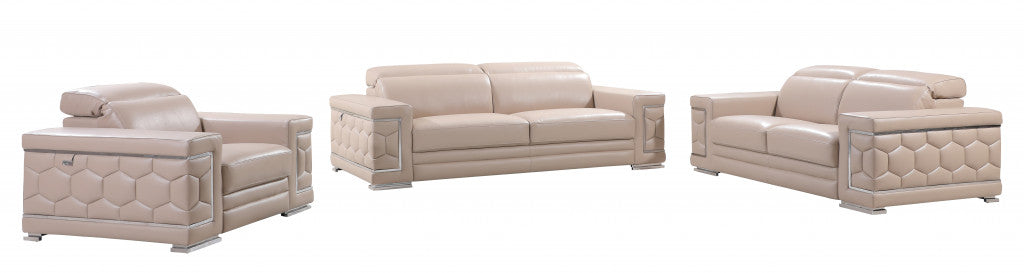 29" to 38" Modern Beige Leather Sofa