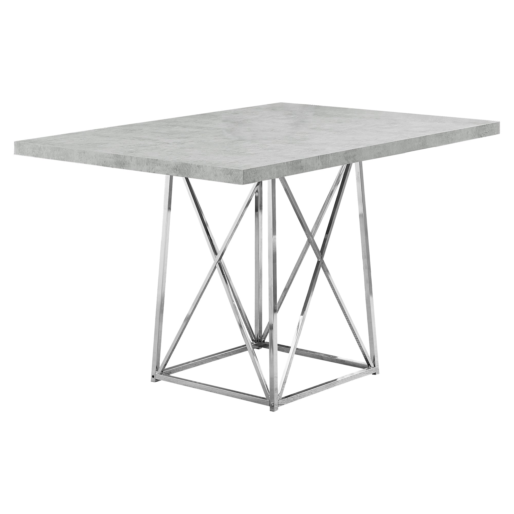 36" x 48" x 31" Grey  Particle Board and Chrome Metal  Dining Table