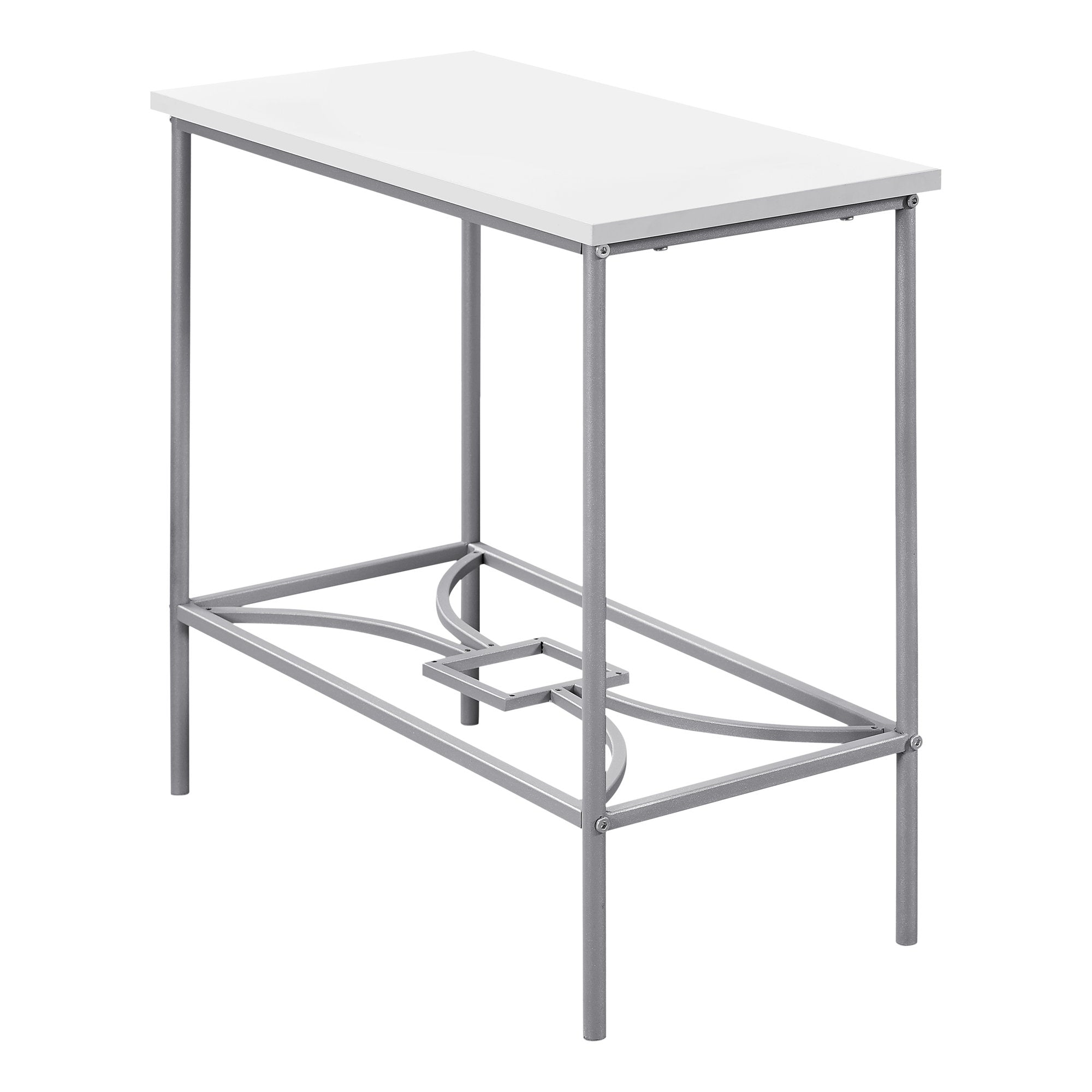 11.75" x 23.75" x 22" White Silver Mdf Metal  Accent Table